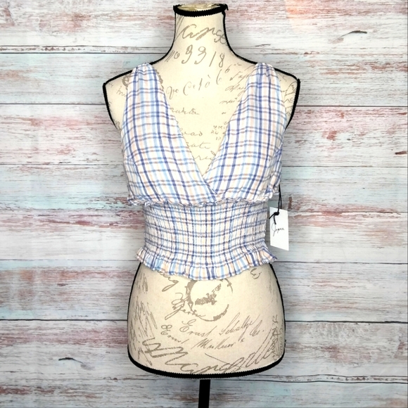 NWT Japna Halter top Blue Orange White Striped small - Picture 2 of 8